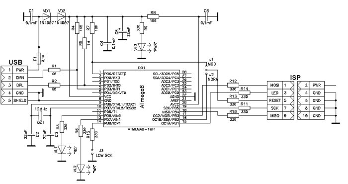 Программатор микроконтроллеров AVR / 89S совместимый с AVR910